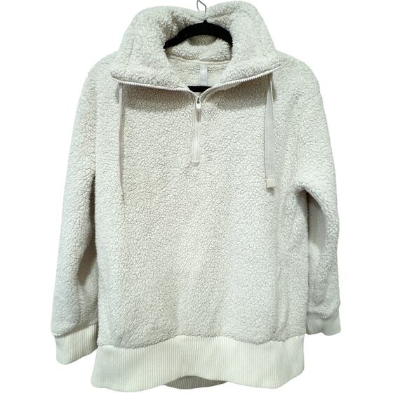 Athleta Talus Sherpa Half Zip Pullover Ivory Cream Small - Picture 4 of 8